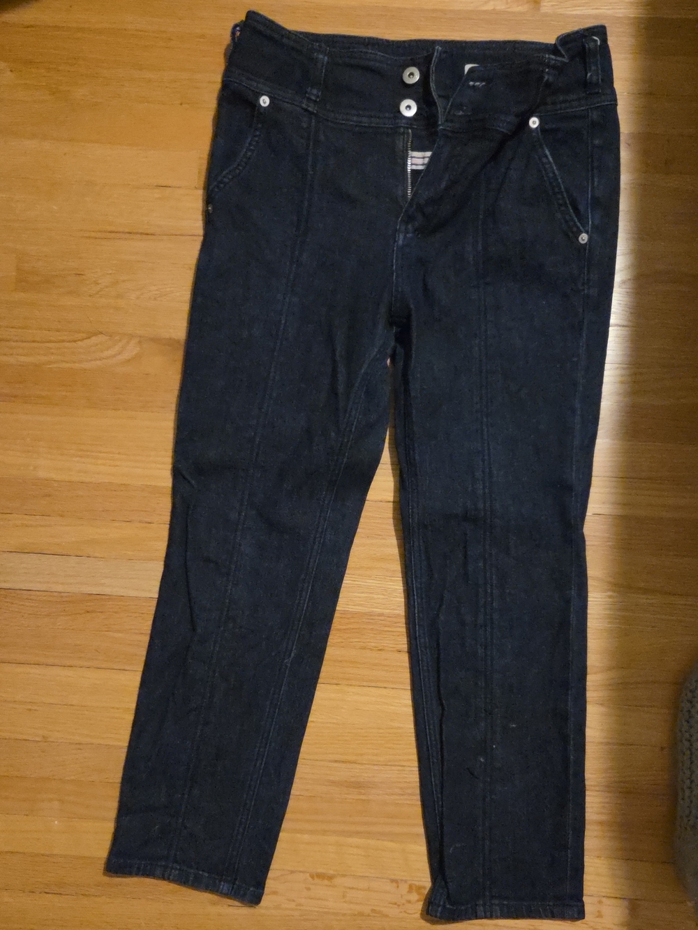 Anthropologie Pilcro High Rise Slim Straight Size‎ 28 Front Seam Jeans Dark Blue